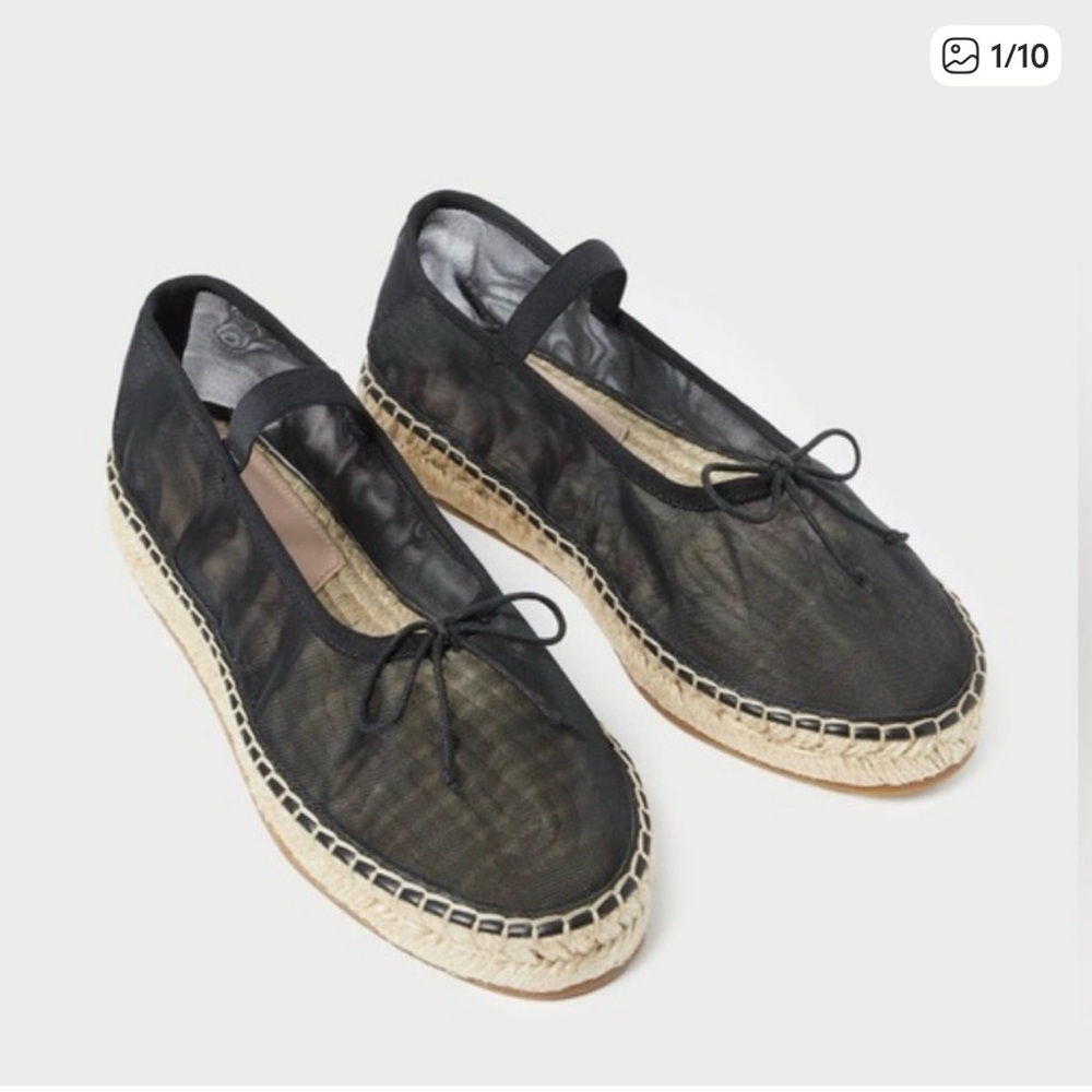 Loeffler Randall Kayla Women Mary
Jane Espadrille Ballet Flats Black Mesh 8.5